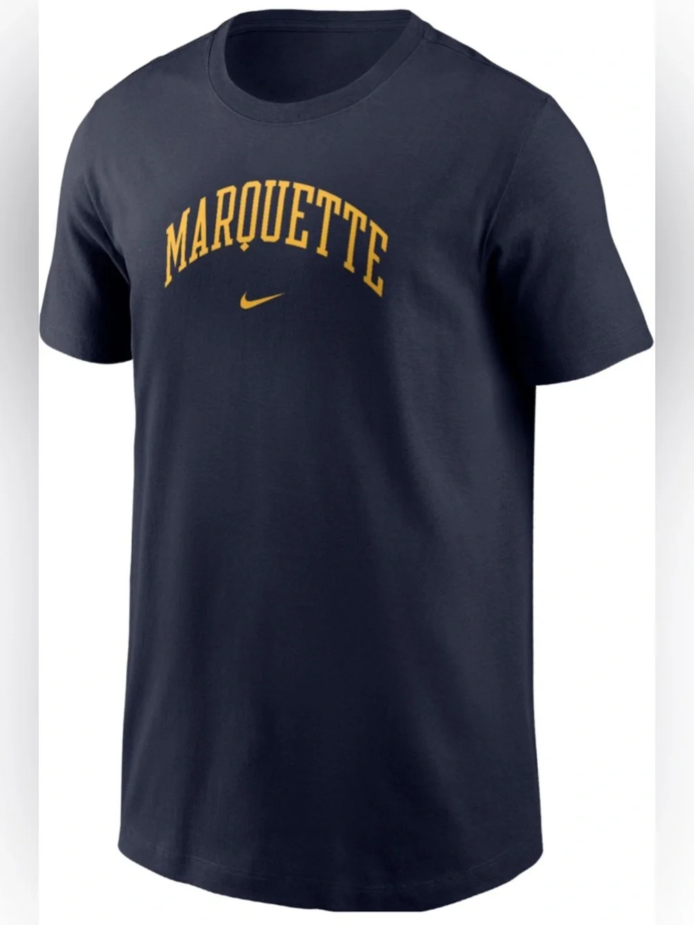 Nike Youth Marquette Golden Eagles Blue Core Cotton Arch Wordmark T-Shirt